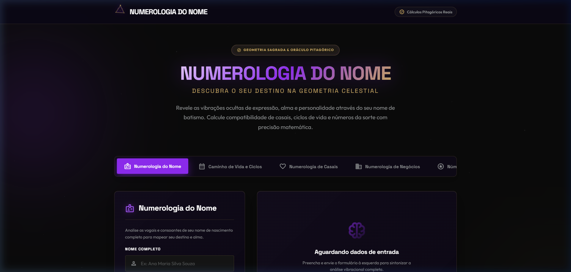 Numerologia Nome Project